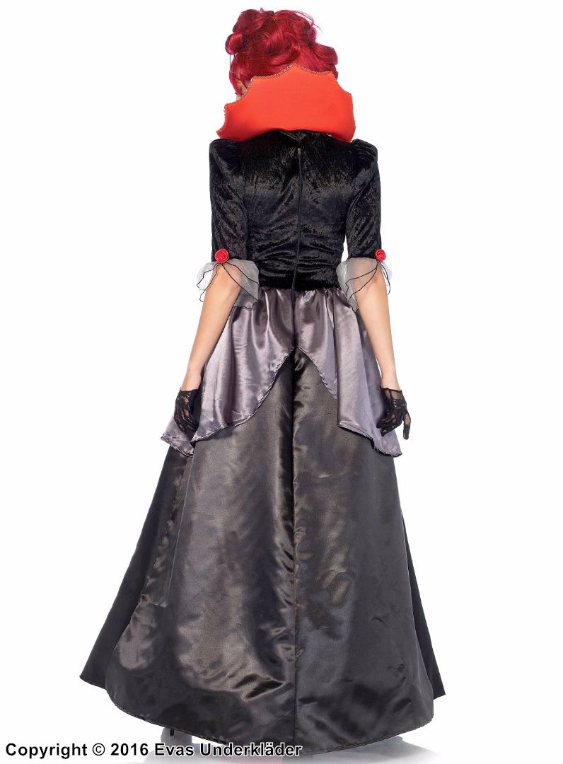 Mina Harker fra Dracula, kostyme-kjole, volanger, bånd, blonderinnlegg